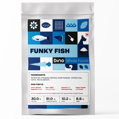 Dino Fresh Food Dino Whole Foods Fish Recipe | Funky Fish | Wet Dog Food for Adult & Puppy (200g per Meal)