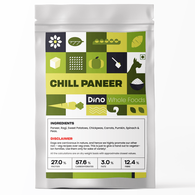 Dino Fresh Food Dino Whole Foods Paneer Recipie | Chill Paneer | Wet Dog Food for Adult & Puppy (300g per Meal)