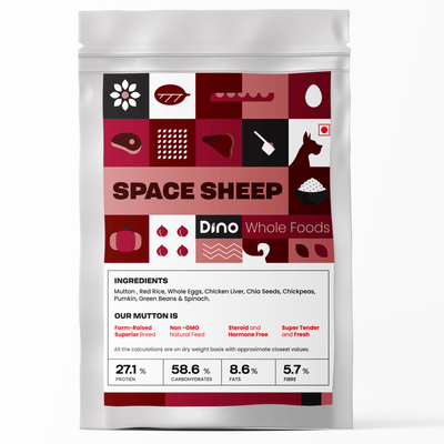 Dino Fresh Food Mutton Recipe | Space Sheep | Wet Dog Food for Adult & Puppy (200g per Meal) | Dino Whole Foods