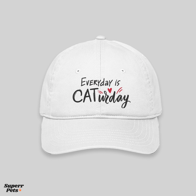 Superr Pets Baseball Cap Baseball Cap / White Everyday Is Caturday | Baseball Cap