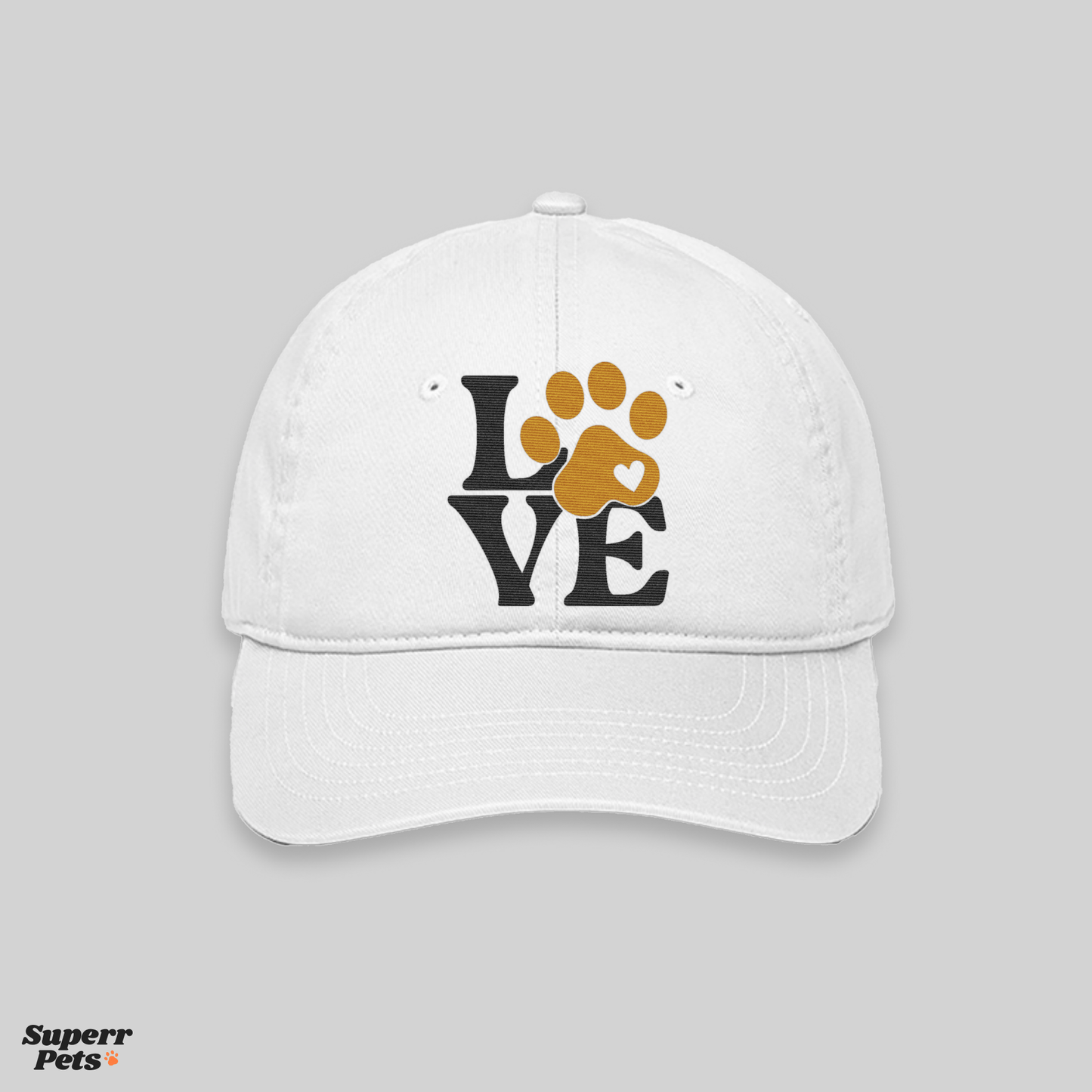 Superr Pets Baseball Cap Baseball Cap / White Love | Baseball Cap