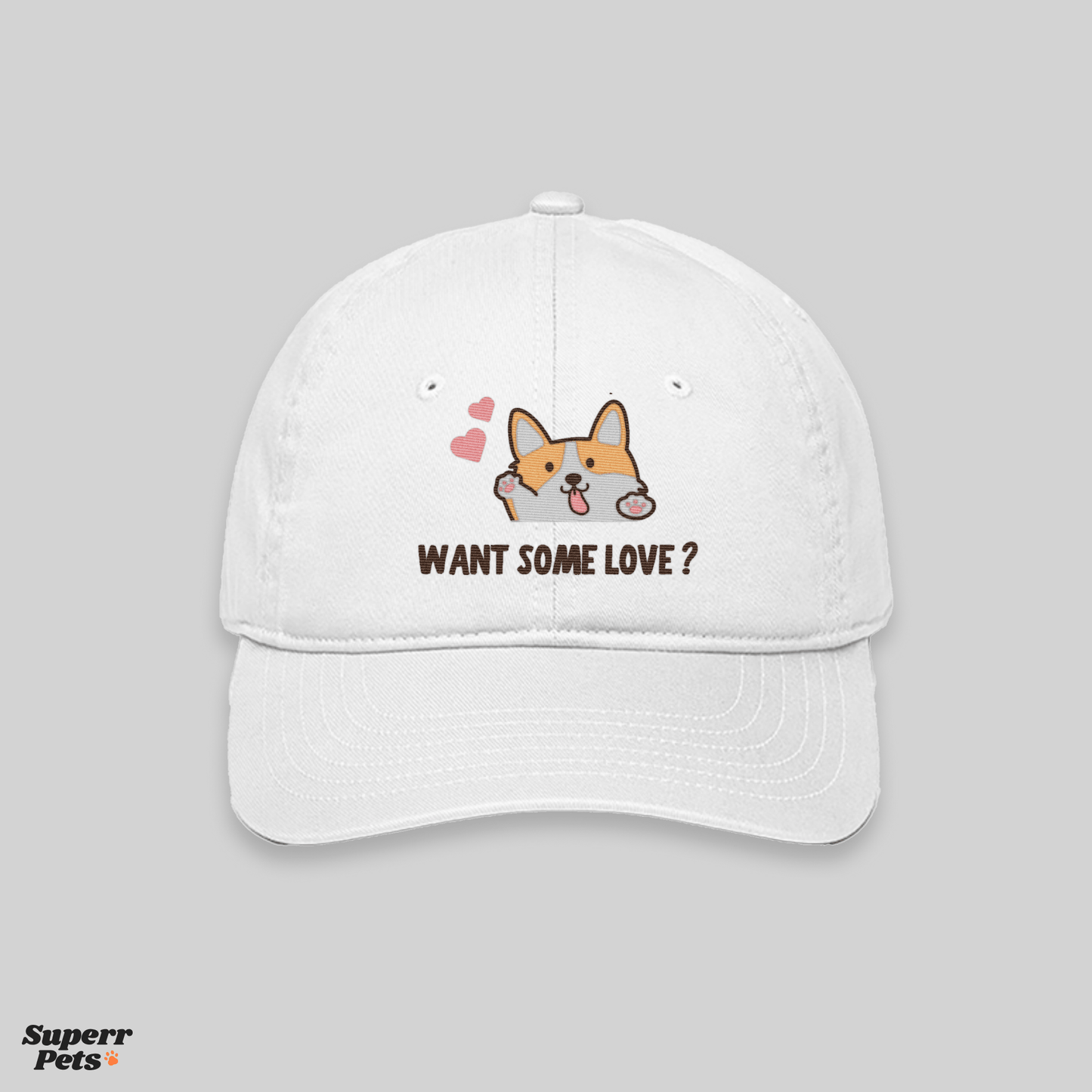 Superr Pets Baseball Cap Baseball Cap / White Want Some Love| Baseball Cap