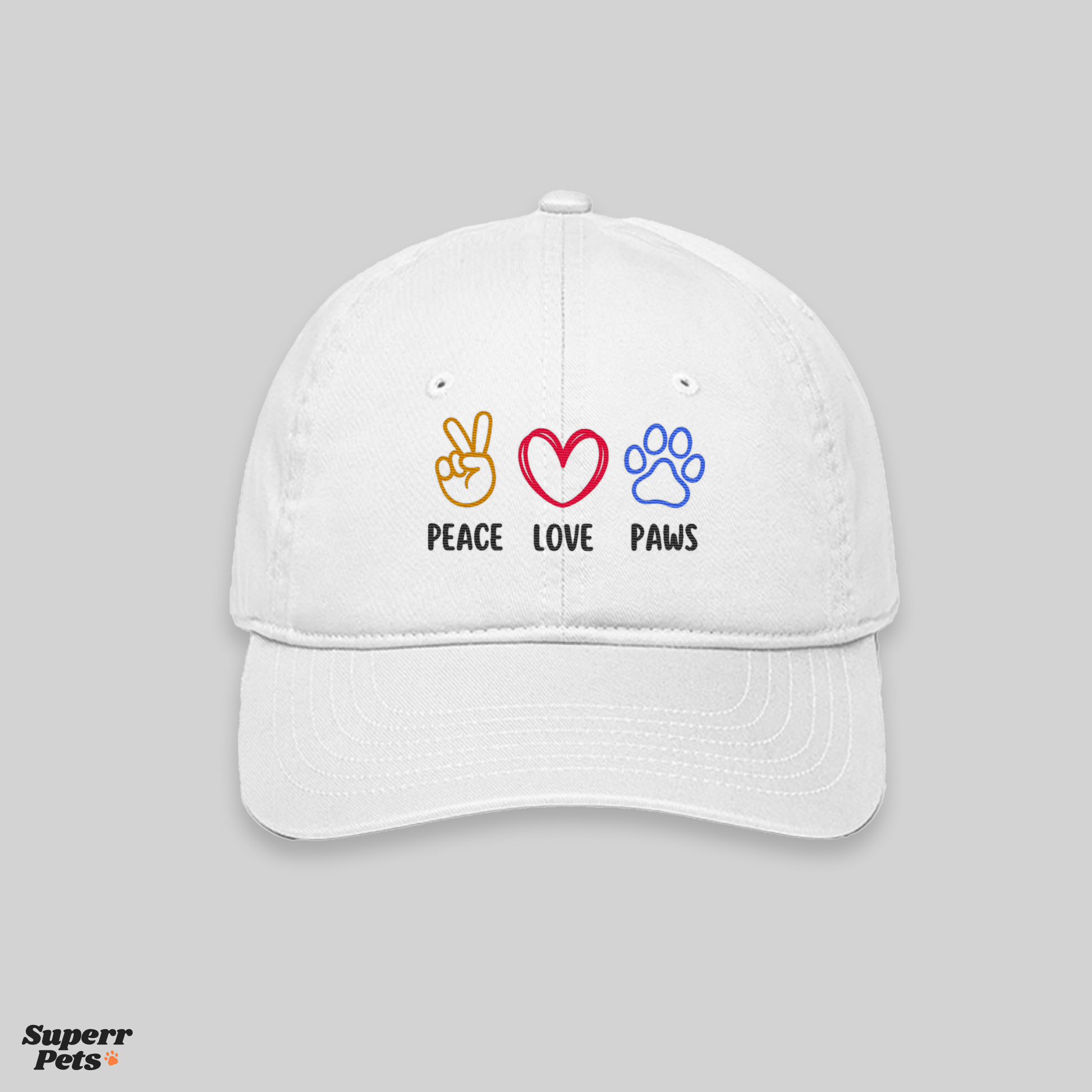 Superr Pets Baseball Cap Peace Love Paws | Baseball Cap