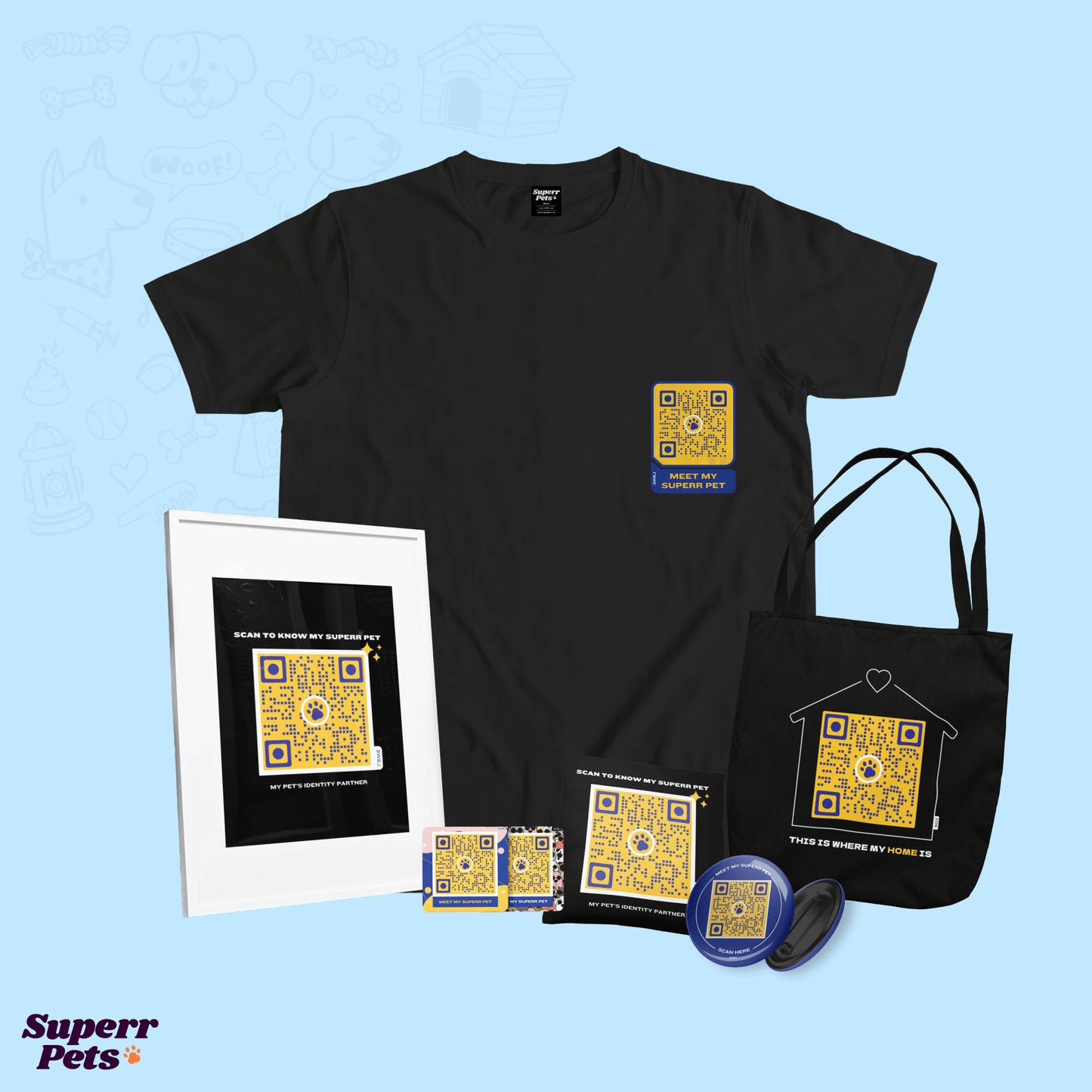 Superr Pets Bundle Copy of Make a Custom QR Merch Bundle | PetQR by Superr Pets