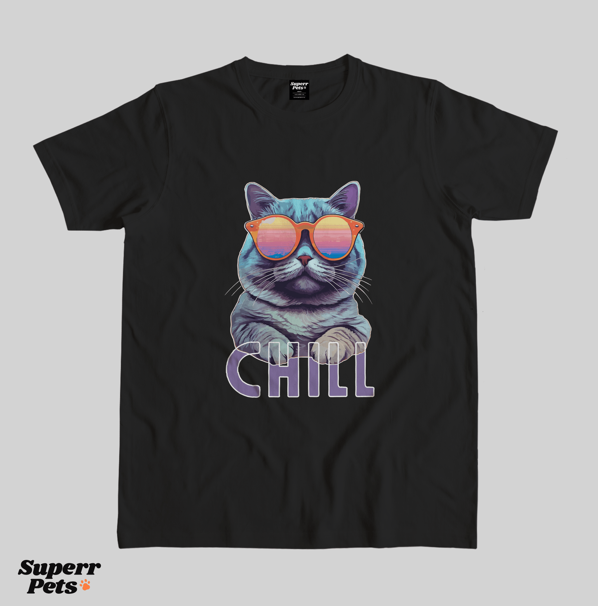 Superr Pets Casual T-Shirt Casual T-Shirt / Blak / S Chill | Casual T-Shirt