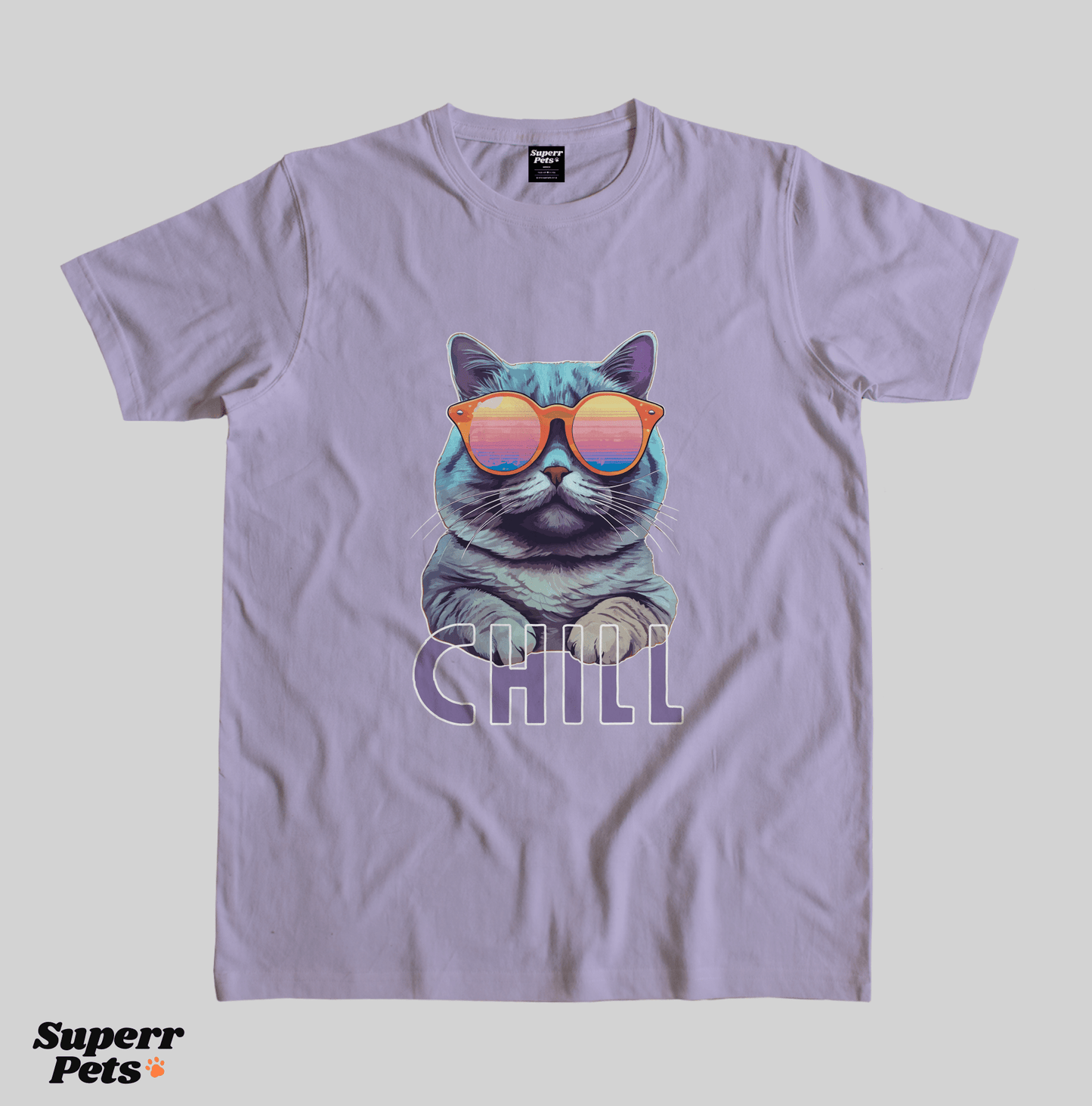 Superr Pets Casual T-Shirt Casual T-Shirt / Lavender / S Chill | Casual T-Shirt