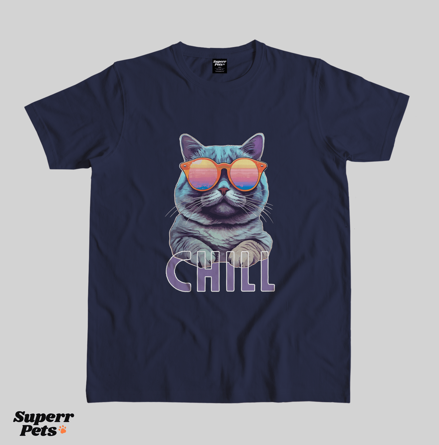 Superr Pets Casual T-Shirt Casual T-Shirt / Navy Blue / S Chill | Casual T-Shirt
