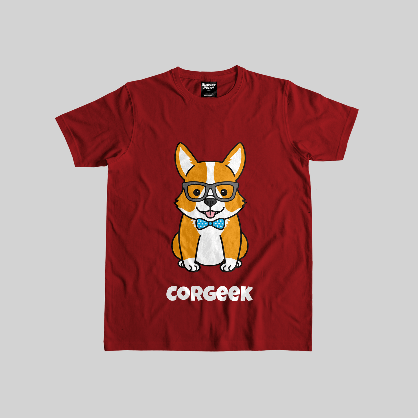 Superr Pets Casual T-Shirt Casual T-Shirt / Red / L Corgeek | Casual T-Shirt