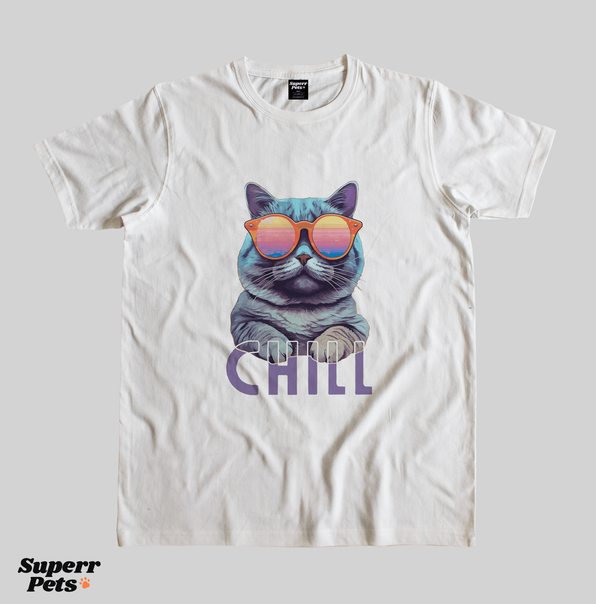 Superr Pets Casual T-Shirt Casual T-Shirt / White / S Chill | Casual T-Shirt