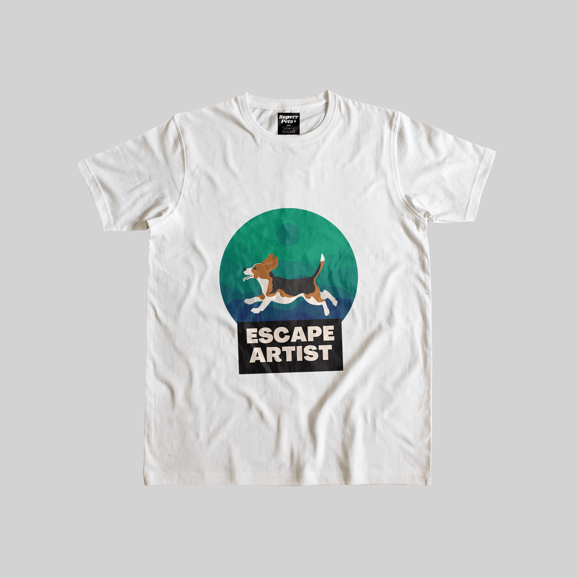 Superr Pets Casual T-Shirt Casual T-Shirt / White / S Escape Artist | Casual T-Shirt