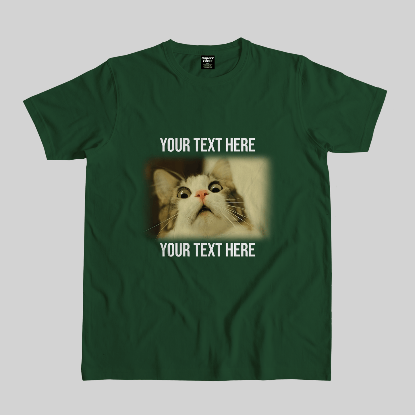 Superr Pets Casual T-Shirt Pet Meme Casual T-Shirt / Bottle Green / S Cat Meme 2 | Pet Meme Casual T-Shirt