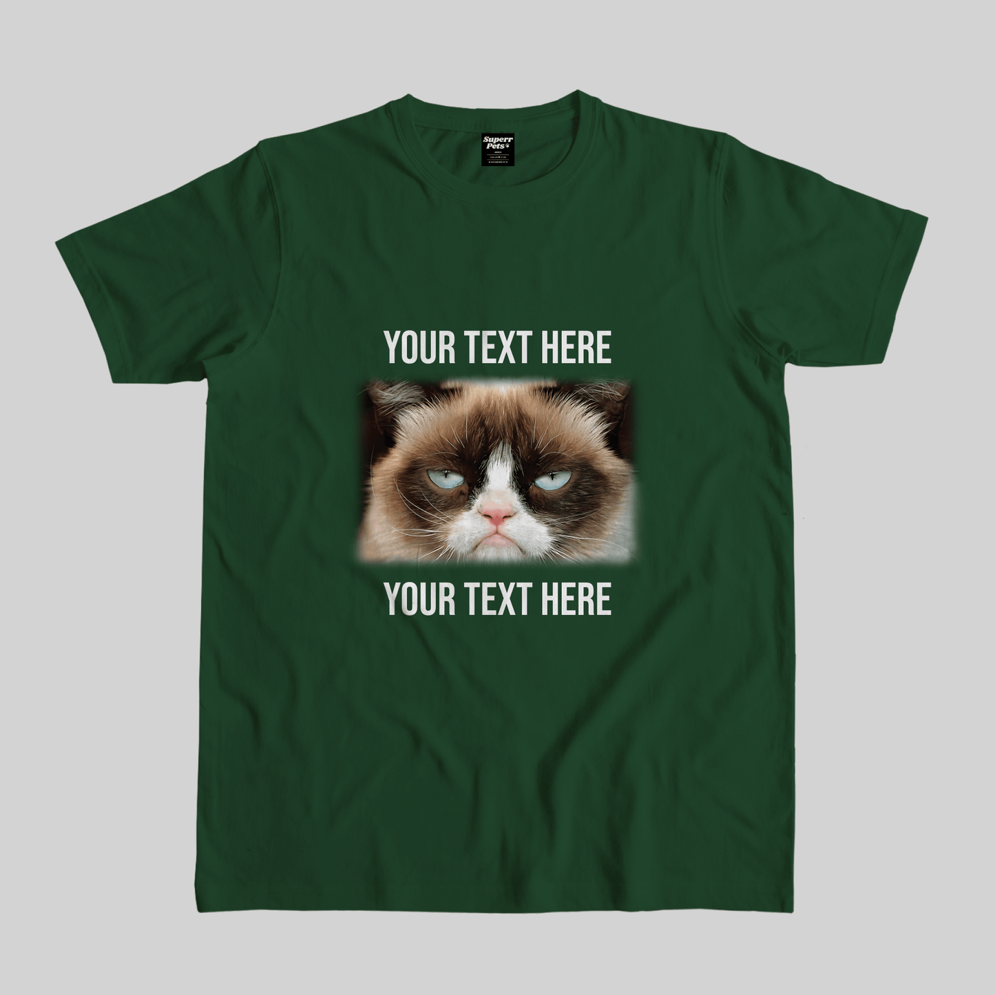 Superr Pets Casual T-Shirt Pet Meme Casual T-Shirt / Bottle Green / S Cat Meme 3 | Pet Meme Casual T-Shirt