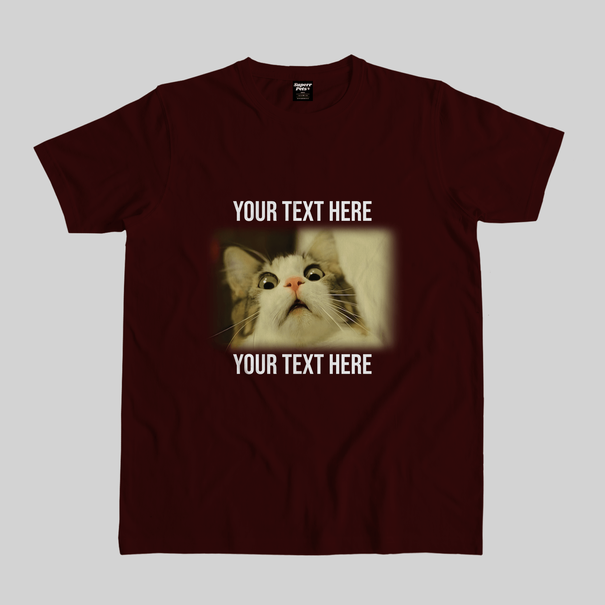 Superr Pets Casual T-Shirt Pet Meme Casual T-Shirt / Maroon / S Cat Meme 2 | Pet Meme Casual T-Shirt