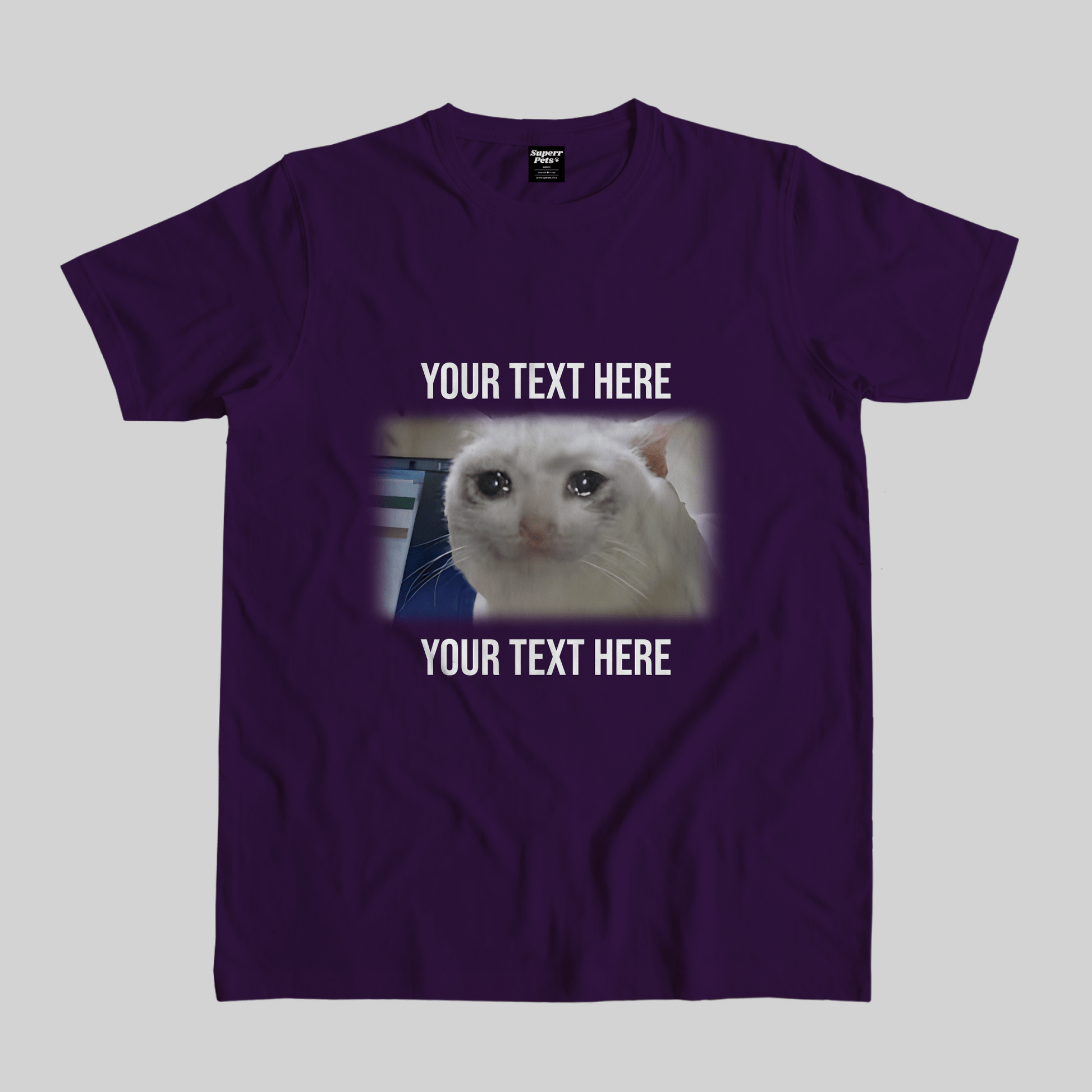 Superr Pets Casual T-Shirt Pet Meme Casual T-Shirt / Purple / S Cat Meme 1 | Pet Meme Casual T-Shirt