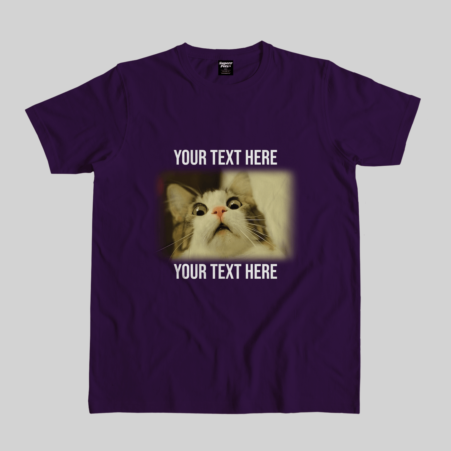 Superr Pets Casual T-Shirt Pet Meme Casual T-Shirt / Purple / S Cat Meme 2 | Pet Meme Casual T-Shirt