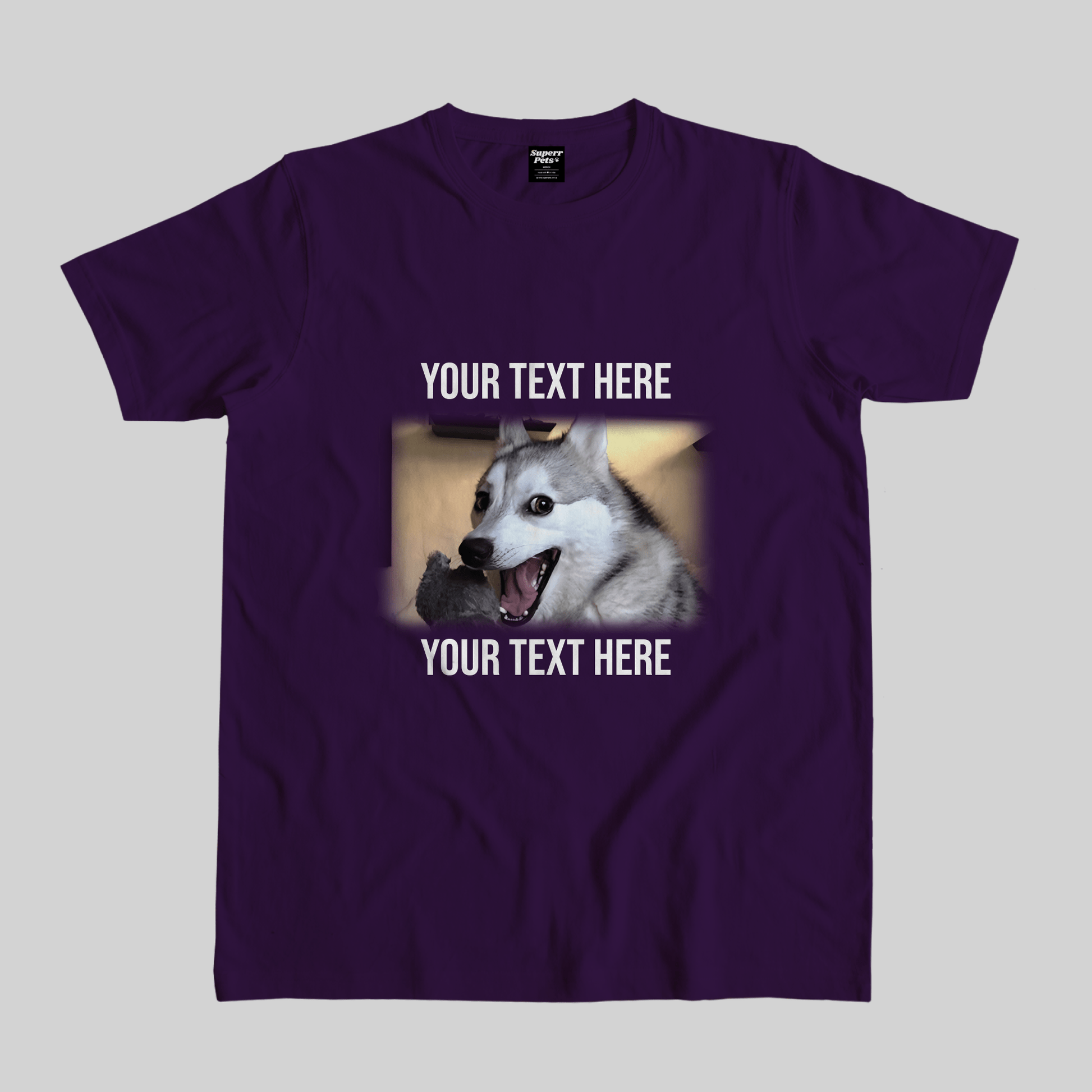 Superr Pets Casual T-Shirt Pet Meme Casual T-Shirt / Purple / S Dog Meme 1 | Pet Meme Casual T-Shirt