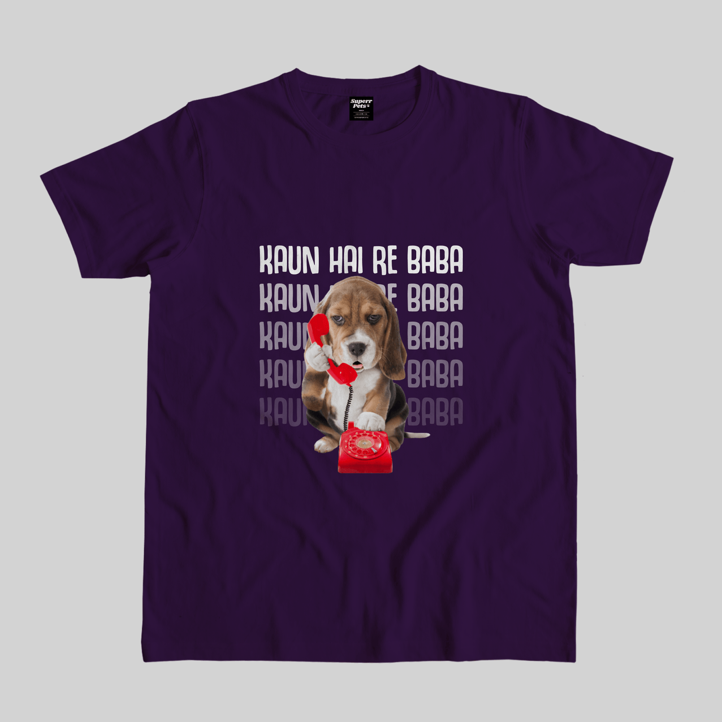 Superr Pets Casual T-Shirt Pet Meme Casual T-Shirt / Purple / S Kaun Hai Re Baba | Pet Meme Casual T-Shirt