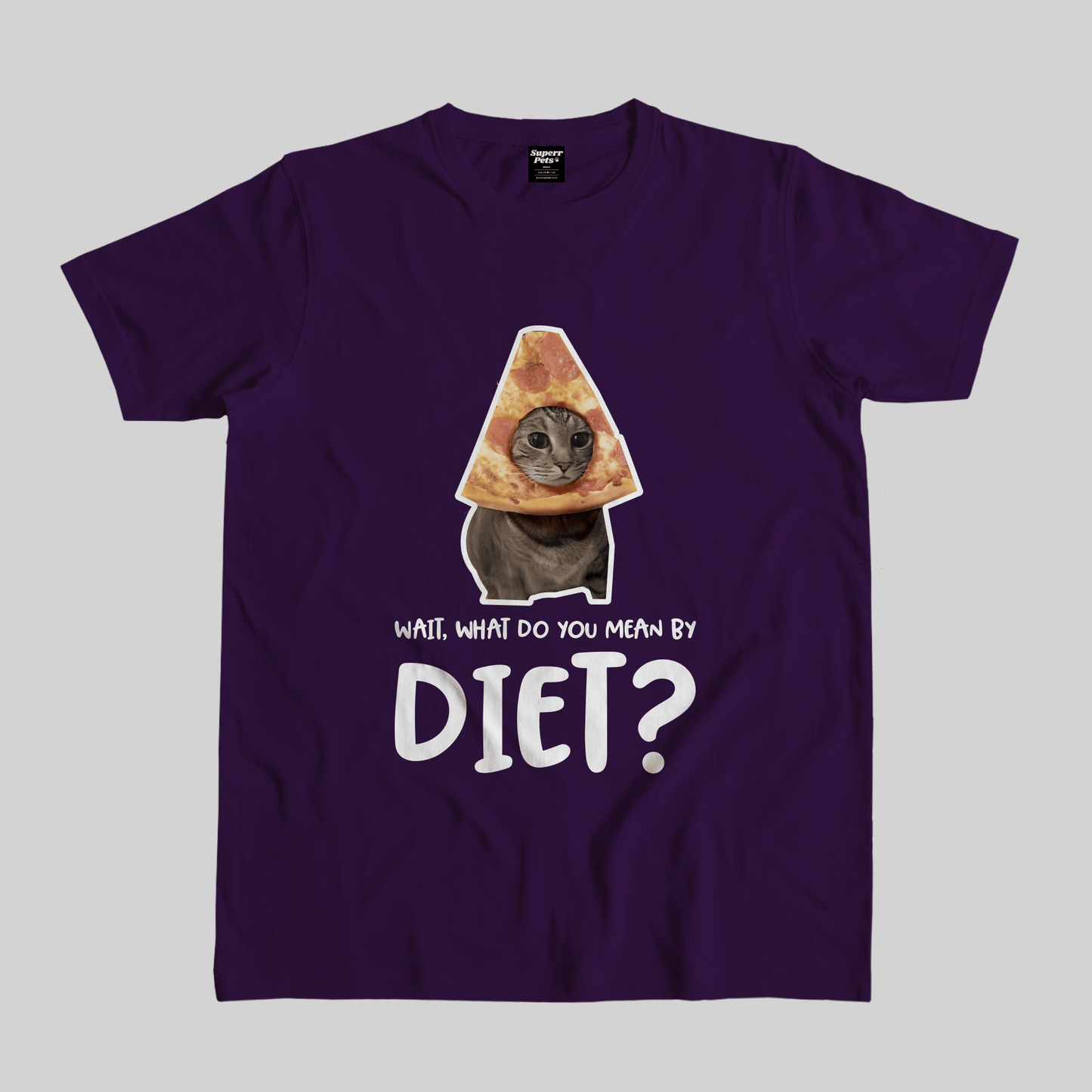 Superr Pets Casual T-Shirt Pet Meme Casual T-Shirt / Purple / S What Do You Mean By Diet | Pet Meme Casual T-Shirt