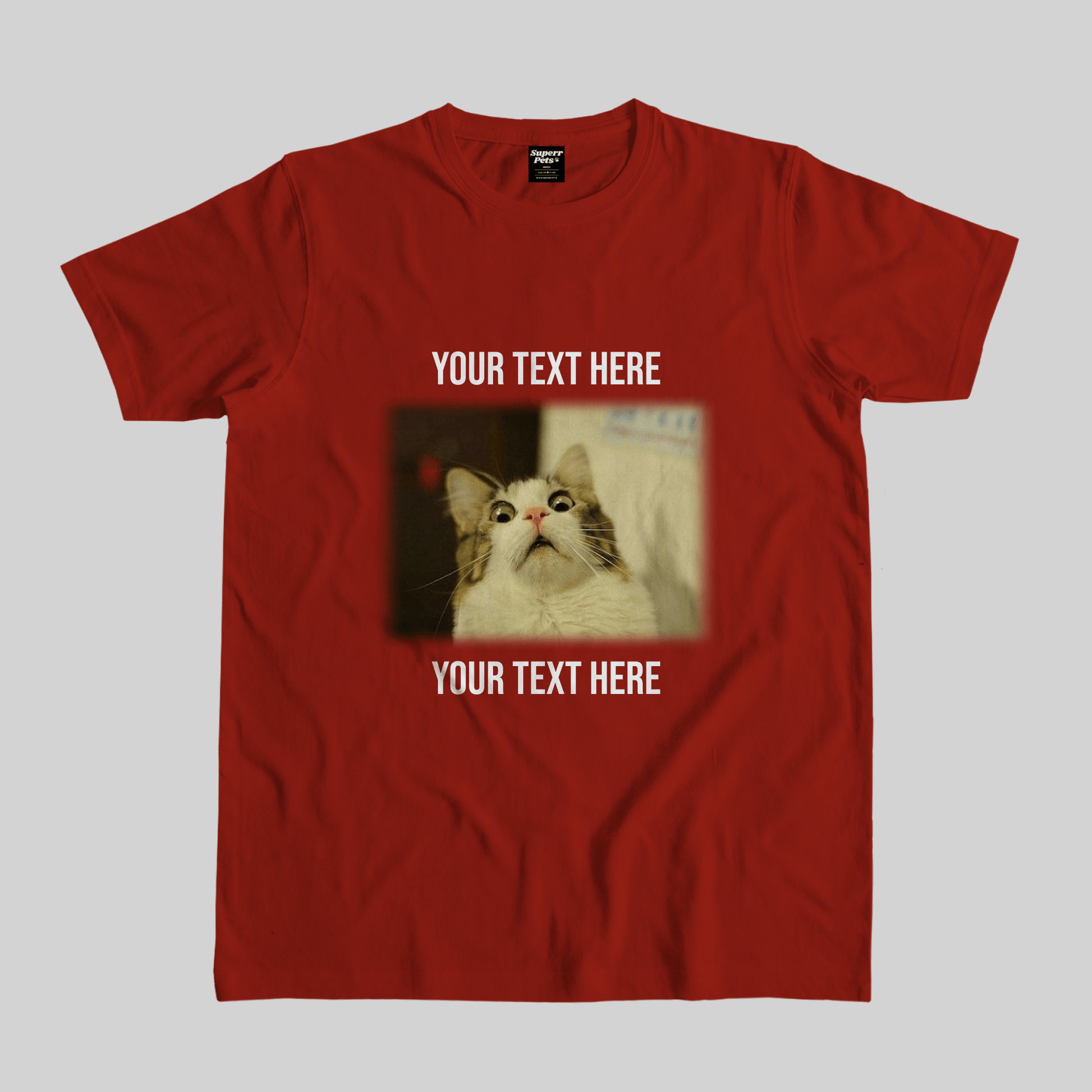 Superr Pets Casual T-Shirt Pet Meme Casual T-Shirt / Red / S Custom Cat Meme 2 | Pet Meme Casual T-Shirt
