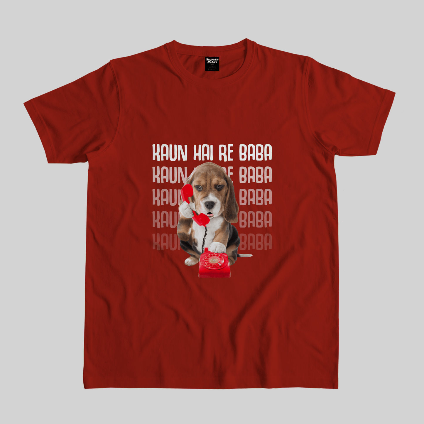 Superr Pets Casual T-Shirt Pet Meme Casual T-Shirt / Red / S Kaun Hai Re Baba | Pet Meme Casual T-Shirt