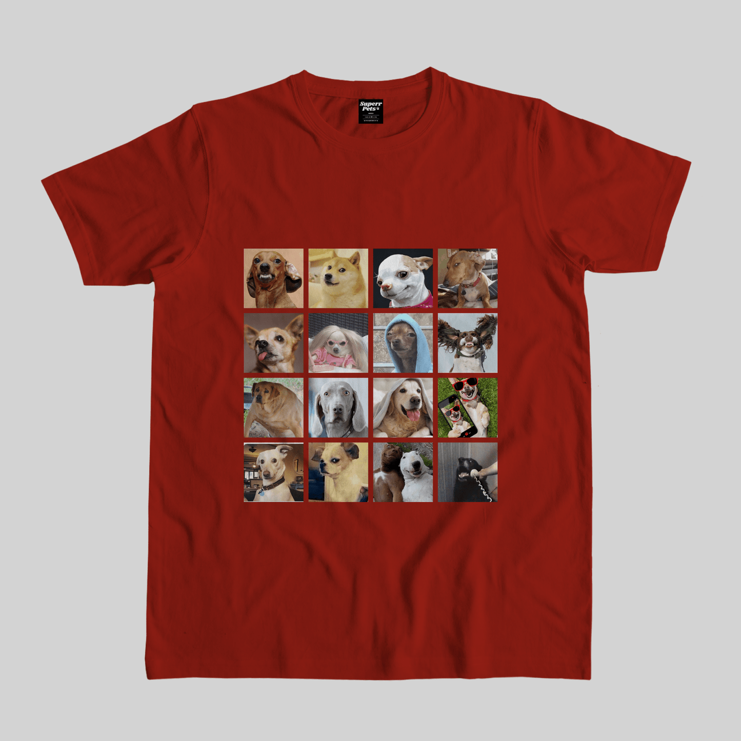 Superr Pets Casual T-Shirt Pet Meme Casual T-Shirt / Red / S Viral Dogs Face Meme  | Pet Meme Casual T-Shirt