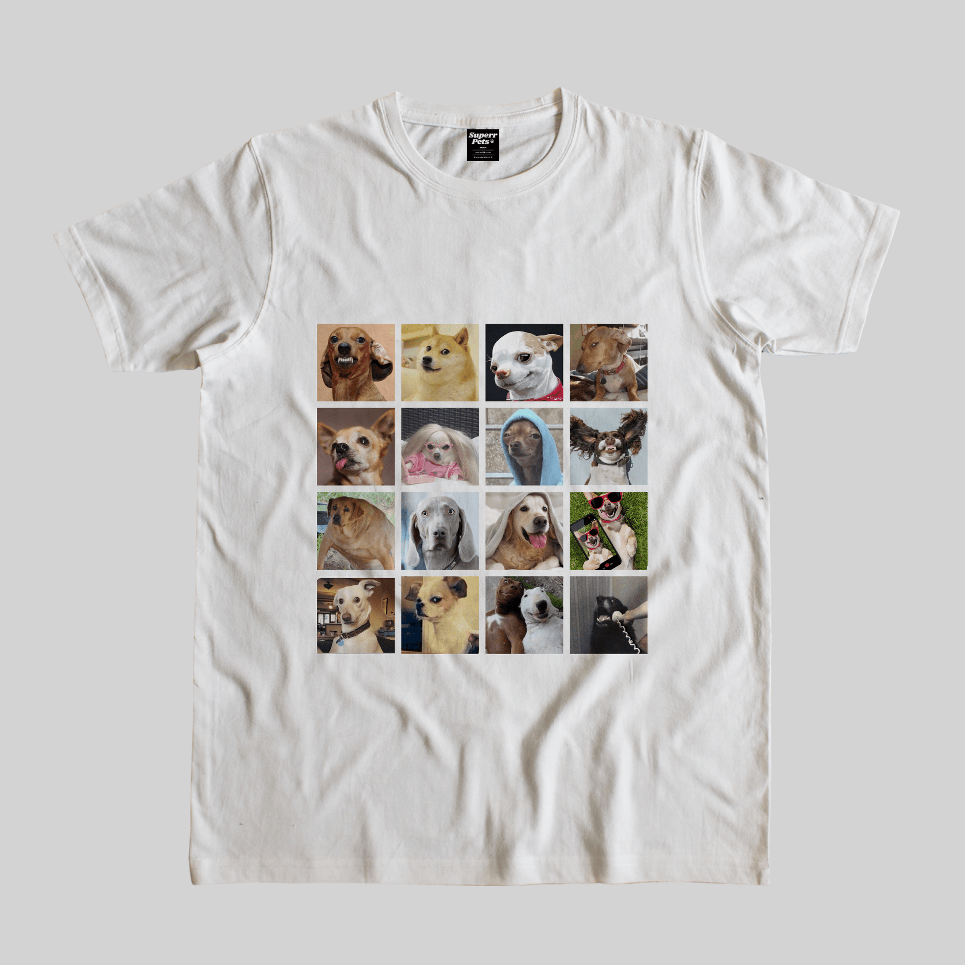 Superr Pets Casual T-Shirt Pet Meme Casual T-Shirt / White / S Dog Meme Faces | Pet Meme Casual T-Shirt