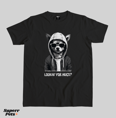 Superr Pets Casual T-Shirt Superr Real Edition / Black / S Looking For Hugs | Casual T-Shirt | Superr Real Edition