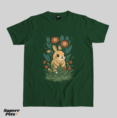 Superr Pets Casual T-Shirt Superr Real Edition / Bottle Green / S Furry Blossom | Casual T-Shirt | Superr Real Edition