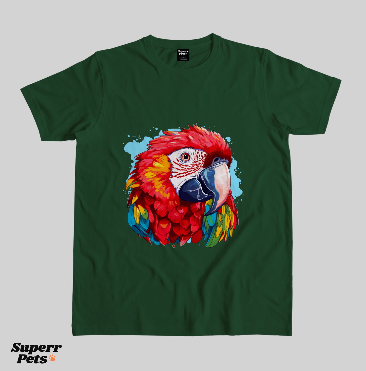 Superr Pets Casual T-Shirt Superr Real Edition / Bottle Green / S Scarlet Macaw | Casual T-Shirt | Superr Real Edition