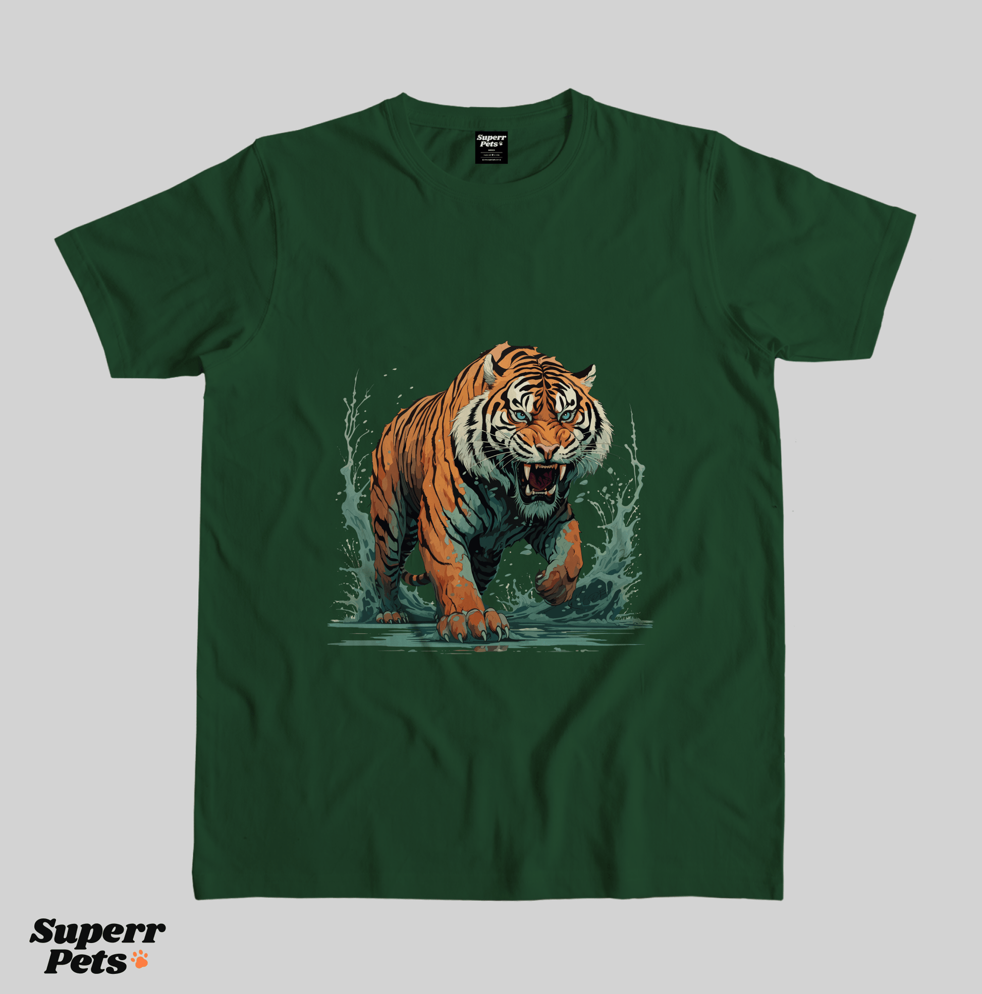 Superr Pets Casual T-Shirt Superr Real Edition / Bottle Green / S Tiger | Casual T-Shirt | Superr Real Edition