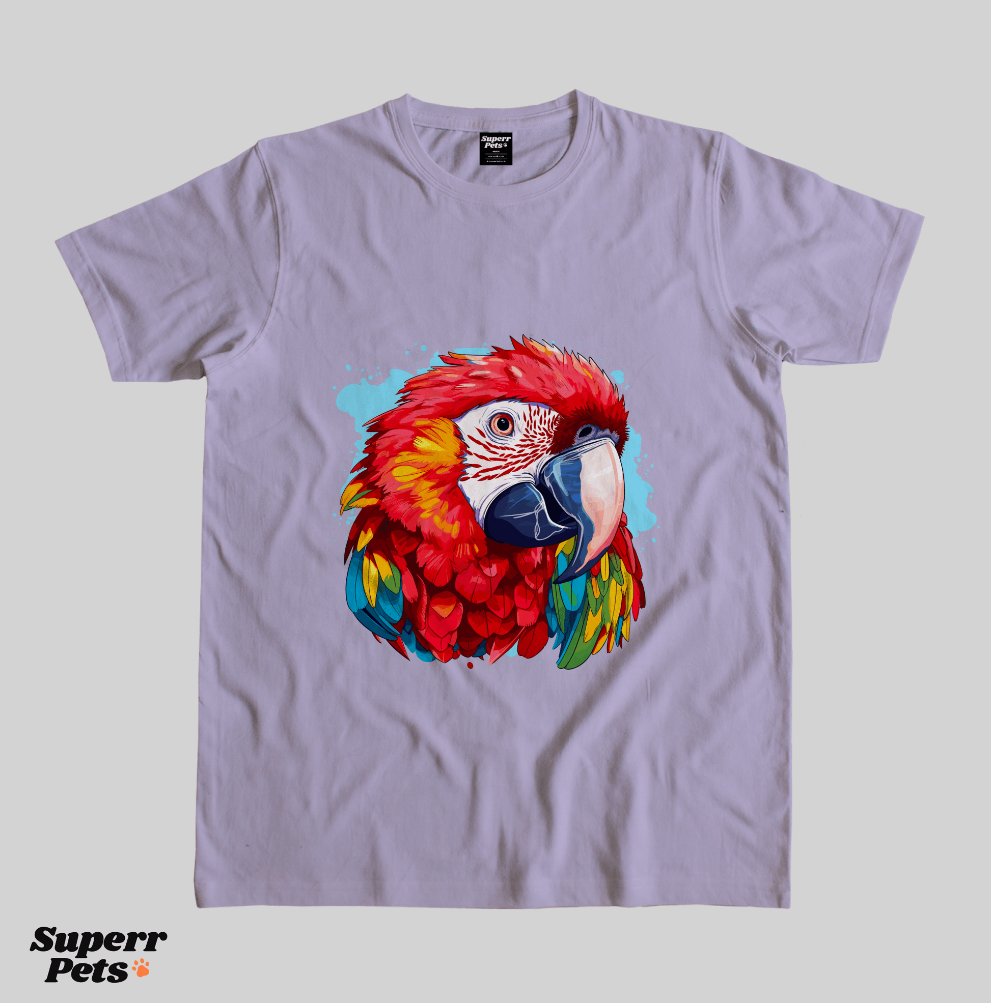 Superr Pets Casual T-Shirt Superr Real Edition / Lavender / S Scarlet Macaw | Casual T-Shirt | Superr Real Edition