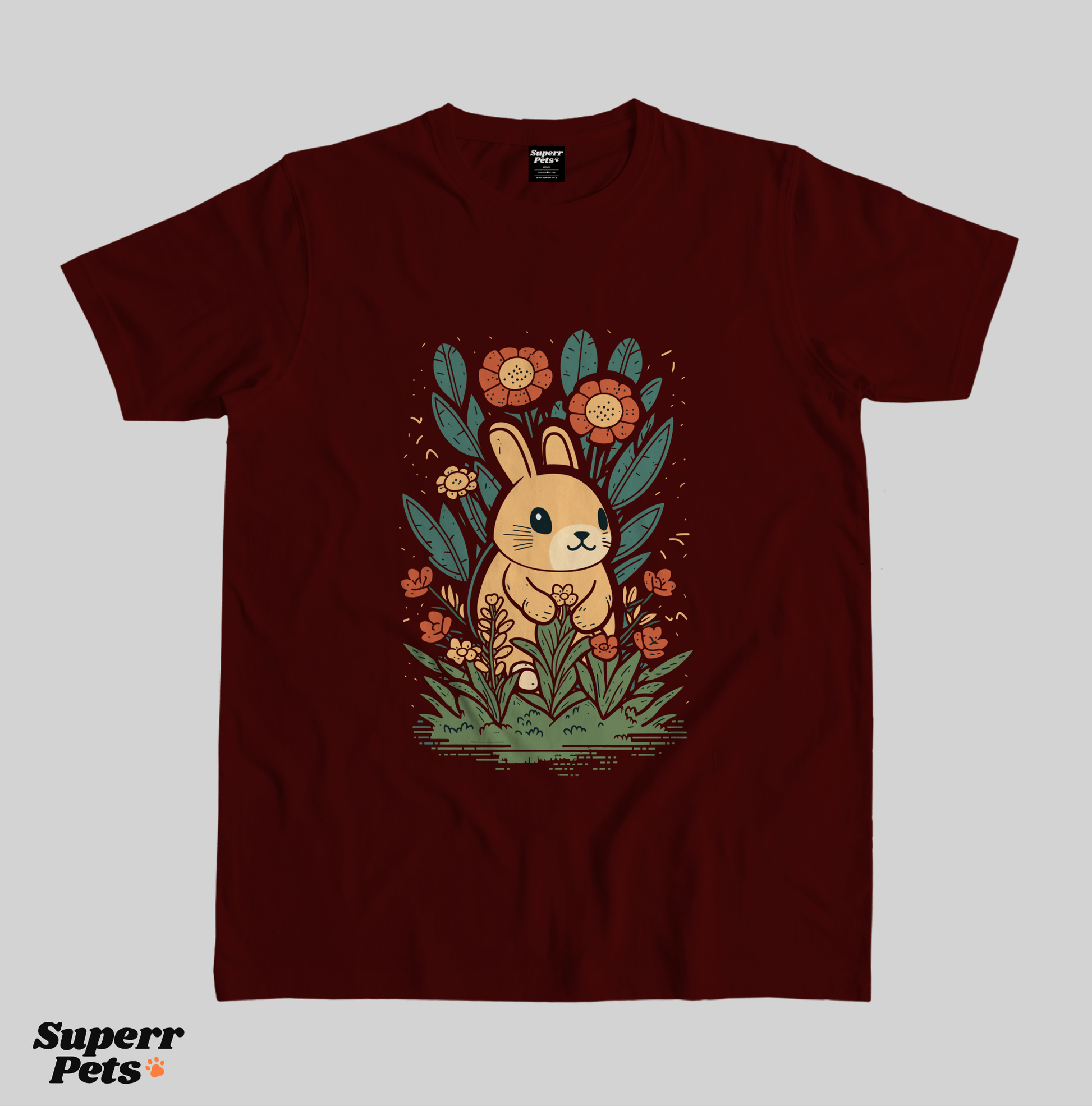 Superr Pets Casual T-Shirt Superr Real Edition / Maroon / S Furry Blossom | Casual T-Shirt | Superr Real Edition