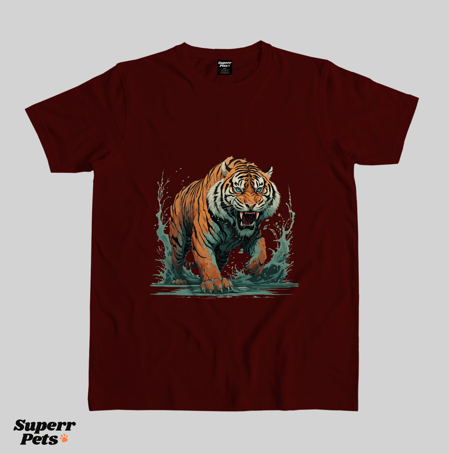 Superr Pets Casual T-Shirt Superr Real Edition / Maroon / S Tiger | Casual T-Shirt | Superr Real Edition