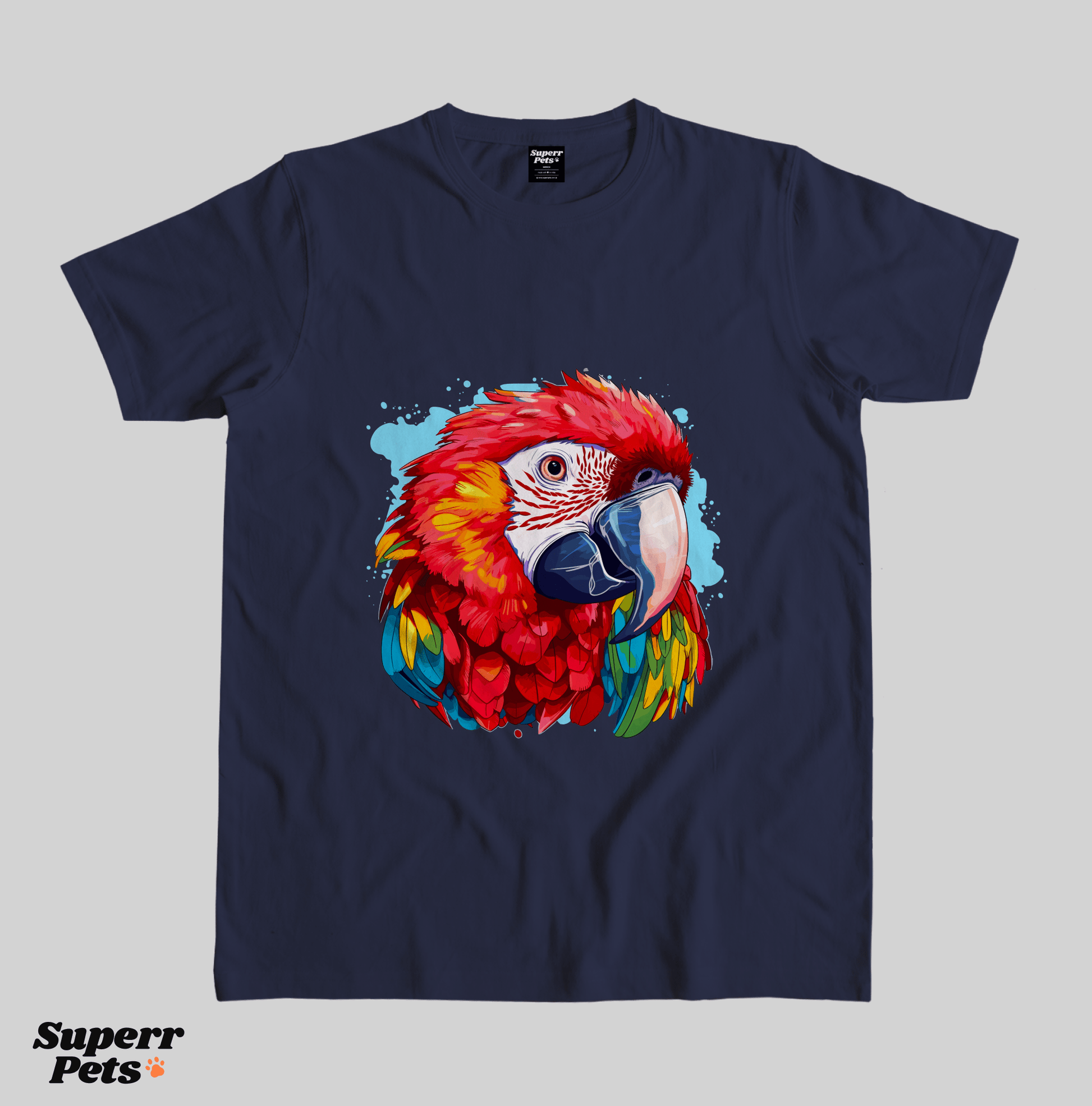 Superr Pets Casual T-Shirt Superr Real Edition / Navy Blue / S Scarlet Macaw | Casual T-Shirt | Superr Real Edition