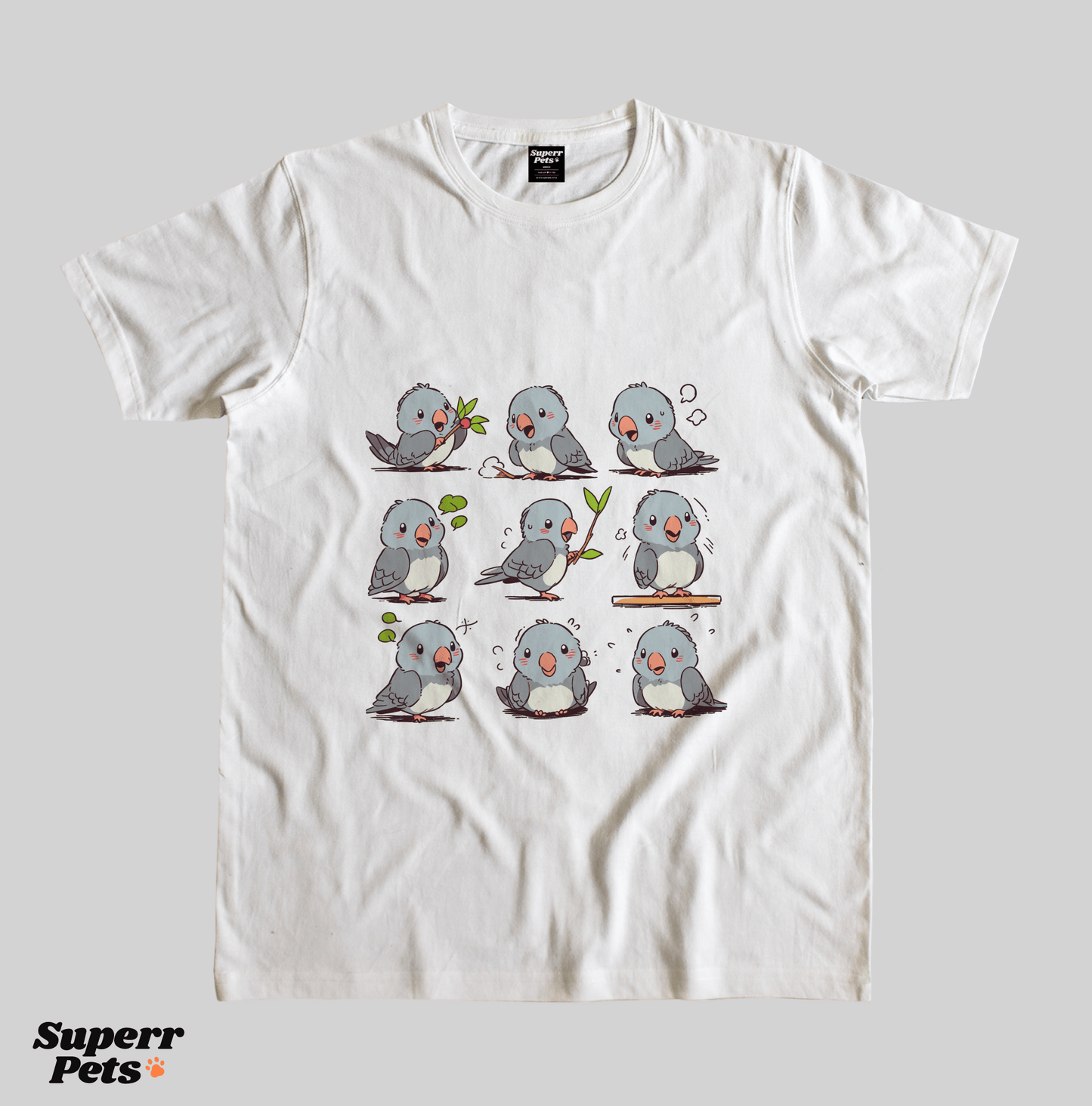 Superr Pets Casual T-Shirt Superr Real Edition / White / S Pondering Pigeon | Casual T-Shirt | Superr Real Edition