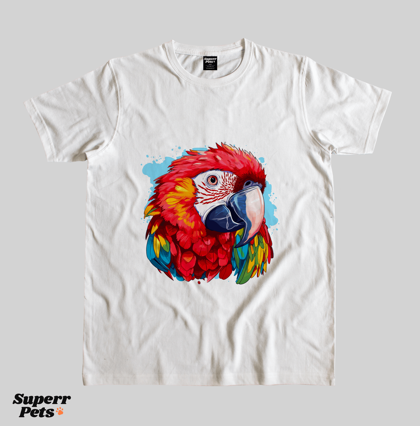 Superr Pets Casual T-Shirt Superr Real Edition / White / S Scarlet Macaw | Casual T-Shirt | Superr Real Edition