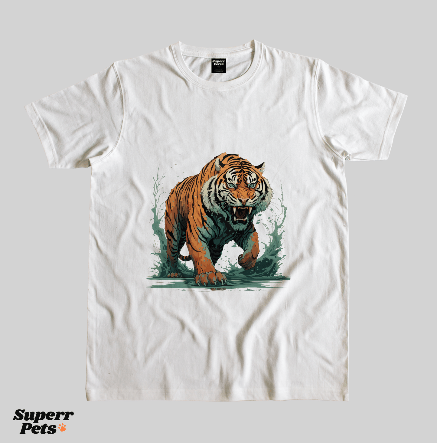 Superr Pets Casual T-Shirt Superr Real Edition / White / S Tiger | Casual T-Shirt | Superr Real Edition