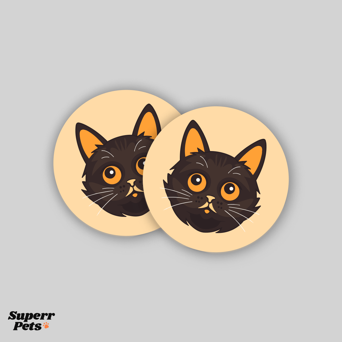 Superr Pets Coaster Circle / Set Of 2 Benjamin Kitten | Coasters