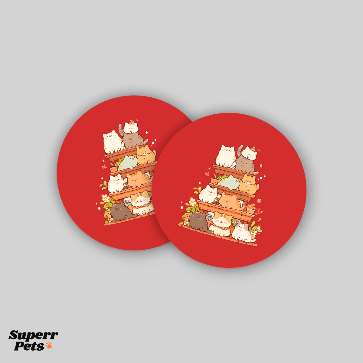 Superr Pets Coaster Circle / Set Of 2 Kitty Party | Coasters