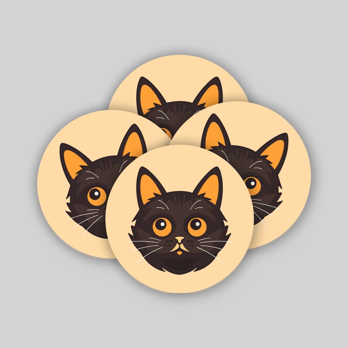 Superr Pets Coaster Circle / Set Of 4 Benjamin Kitten | Coasters