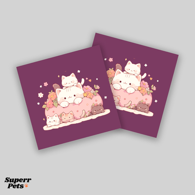 Superr Pets Coaster Square / Set Of 2 Fluffy Family | Coasters