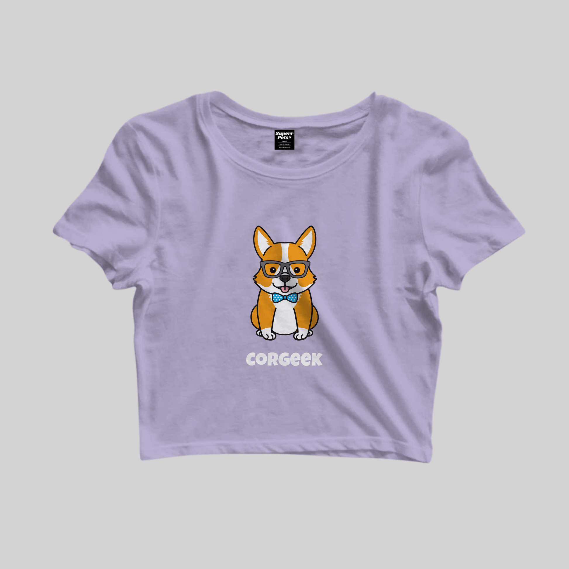 Superr Pets Crop Top Crop Top / Lavender / S Corgeek | Crop Top