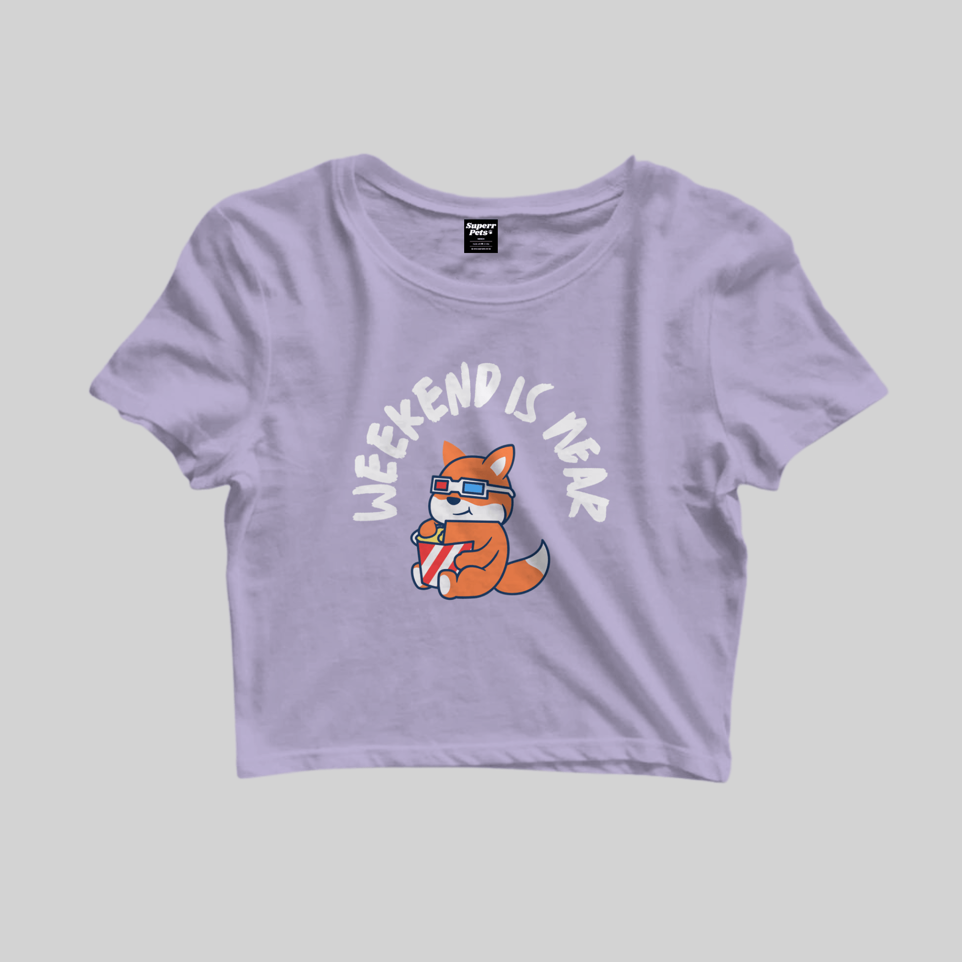 Superr Pets Crop Top Crop Top / Lavender / S Weekend Is Near | Crop Top