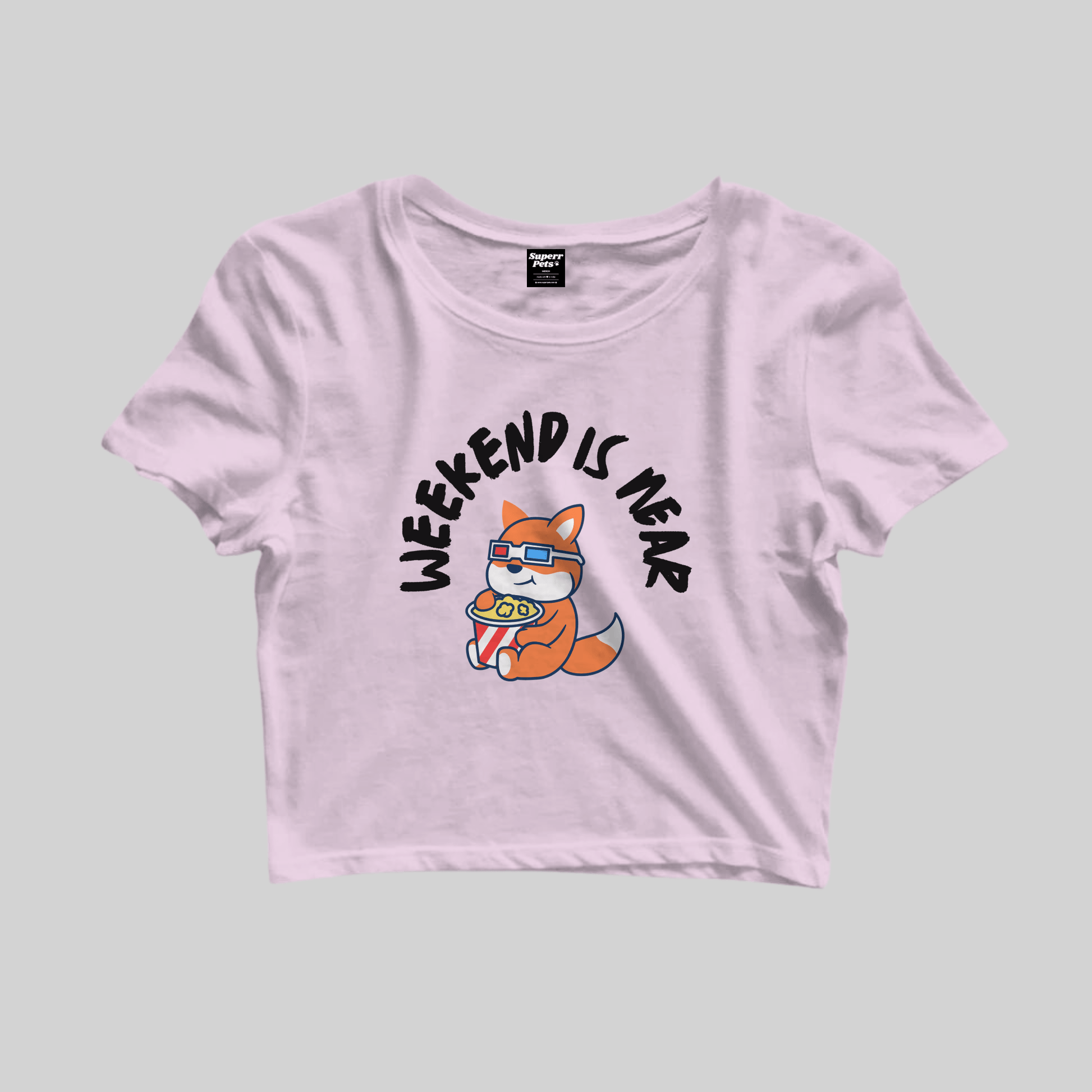 Superr Pets Crop Top Crop Top / Light Baby Pink / S Weekend Is Near | Crop Top