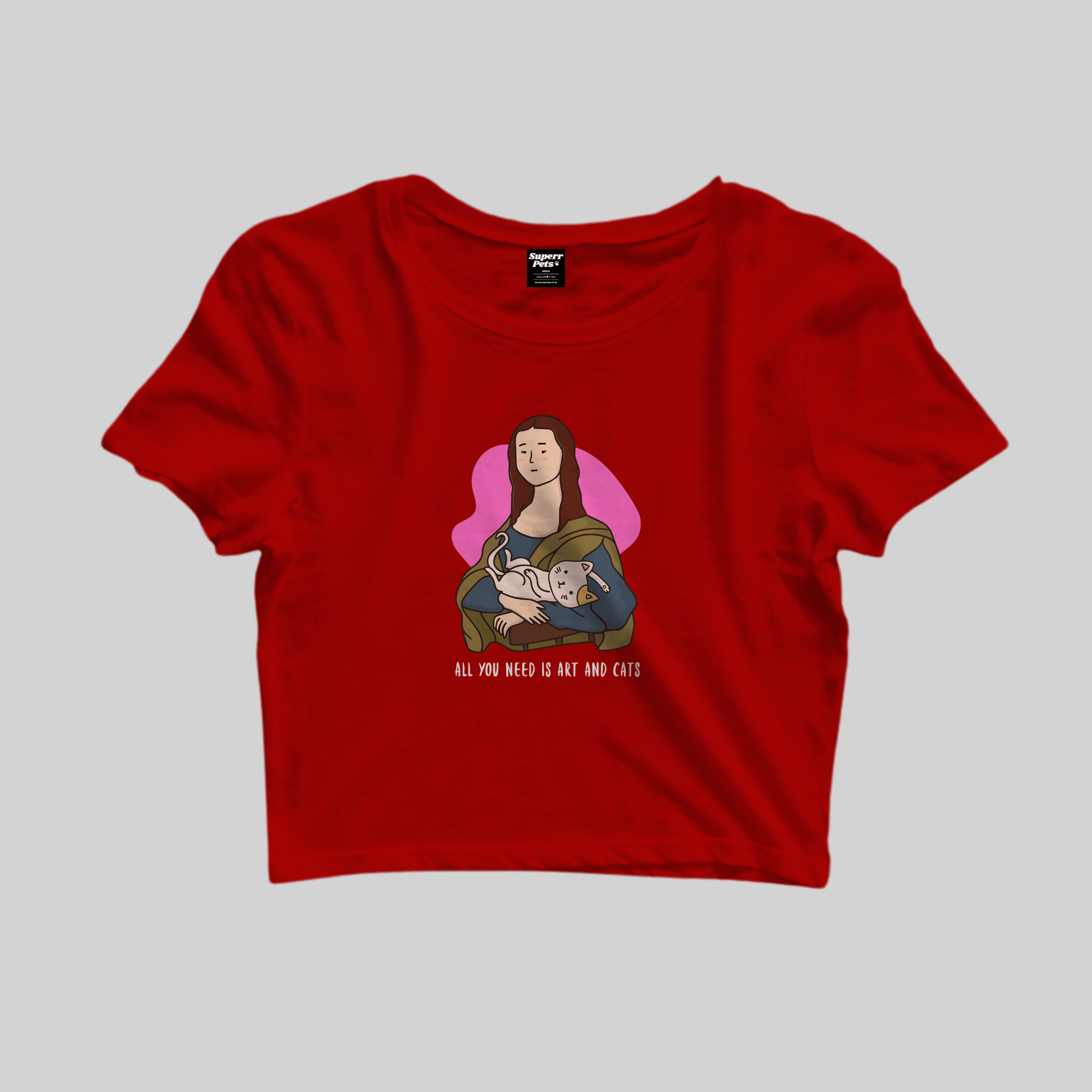 Superr Pets Crop Top Crop Top / Red / S All I Need Is Art & Cats | Crop Top