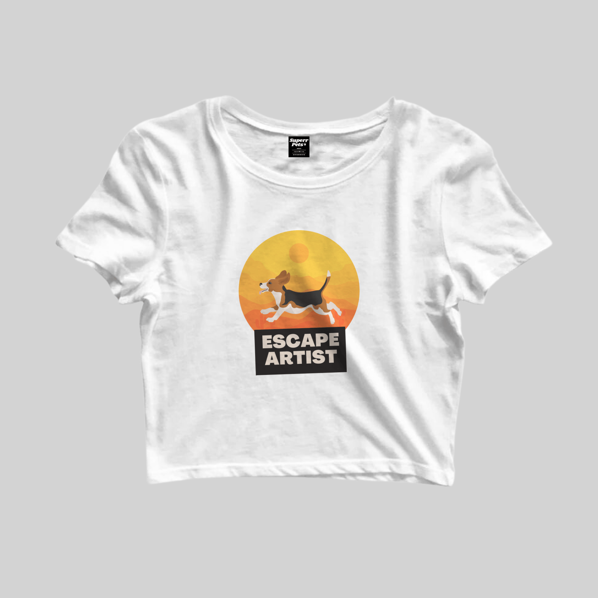 Superr Pets Crop Top Crop Top / White / S Escape Artist | Crop Top