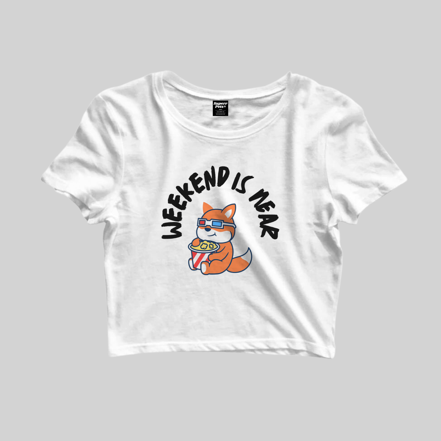 Superr Pets Crop Top Crop Top / White / S Weekend Is Near | Crop Top