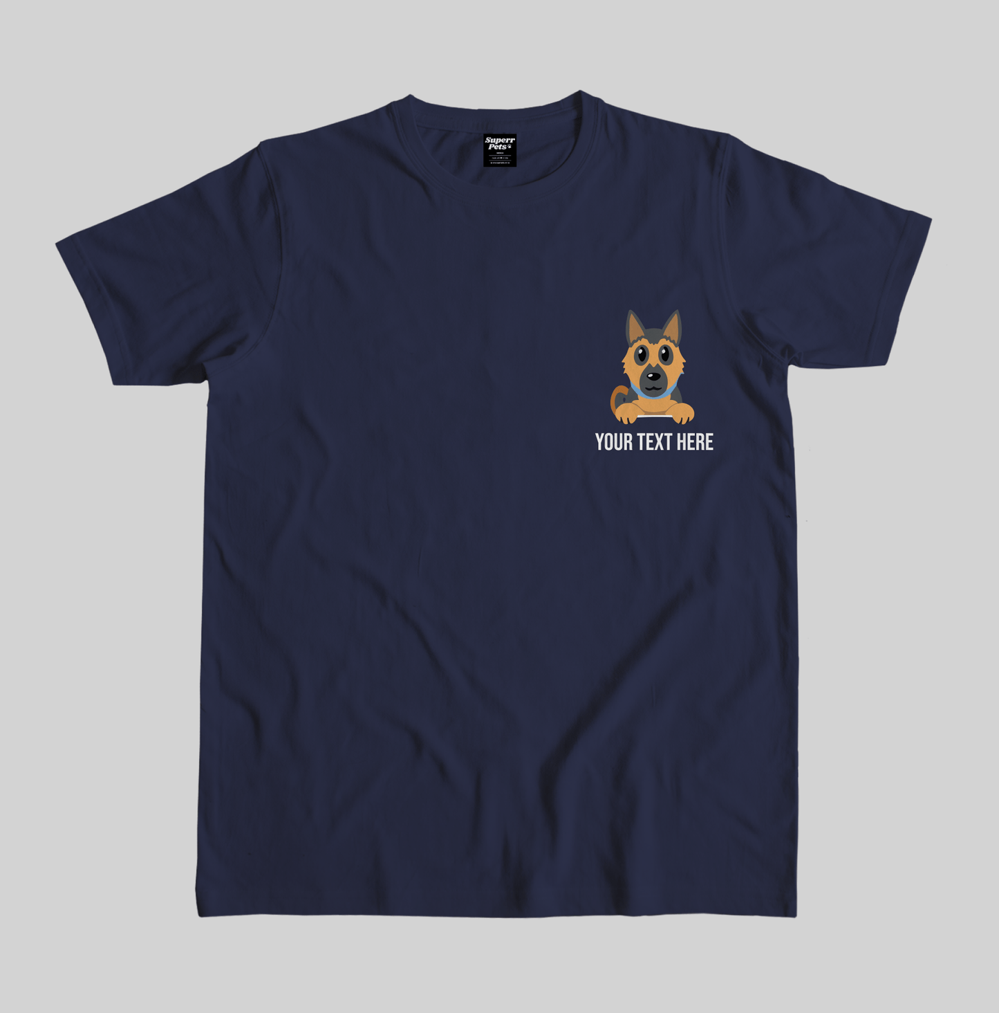 Superr Pets Custom Breed Name T-Shirt Custom German Shepherd Breed T-Shirt
