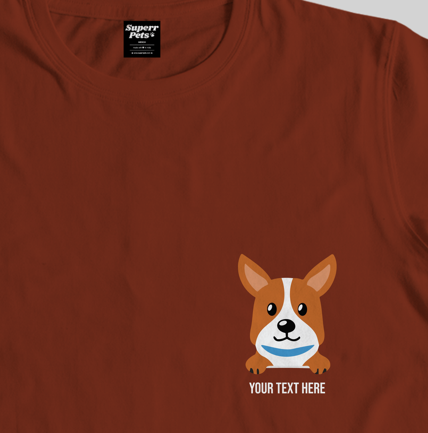 Superr Pets Custom Breed Name T-Shirt Custom Pembroke Welsh Corgi Breed T-Shirt