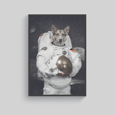 Superr Pets Custom Pet Portraits Black / A4 / Framed The Cosmonaut | Custom Pet Portraits